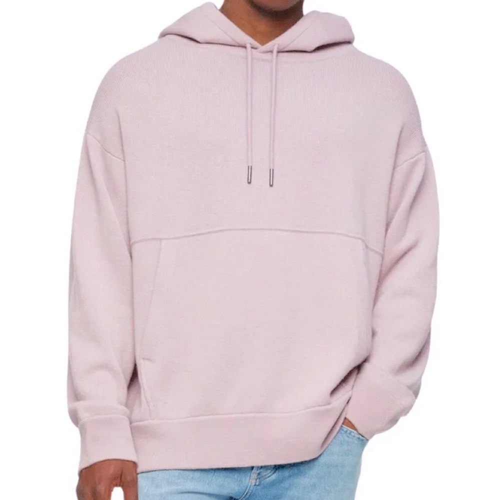Adult Medium - Calvin Klein Men's Solid Cashmere Wool Hoodie Sweatshirt, Sea Fog